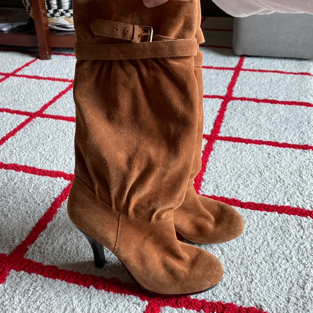 Size 10 Michael Kors; slouch caramel suede boots